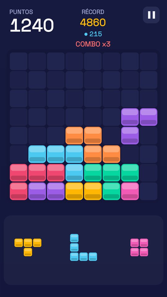 Partida con el tablero lleno de bloques de colores